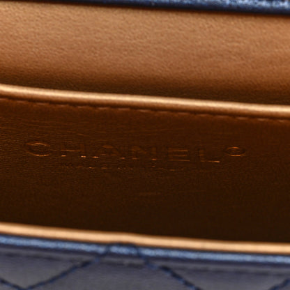 Quilted Lambskin Flap Shoulder Bag - Blue