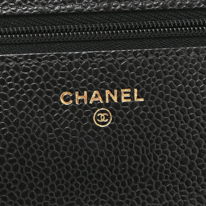Quilted Caviar Wallet Bag - Black