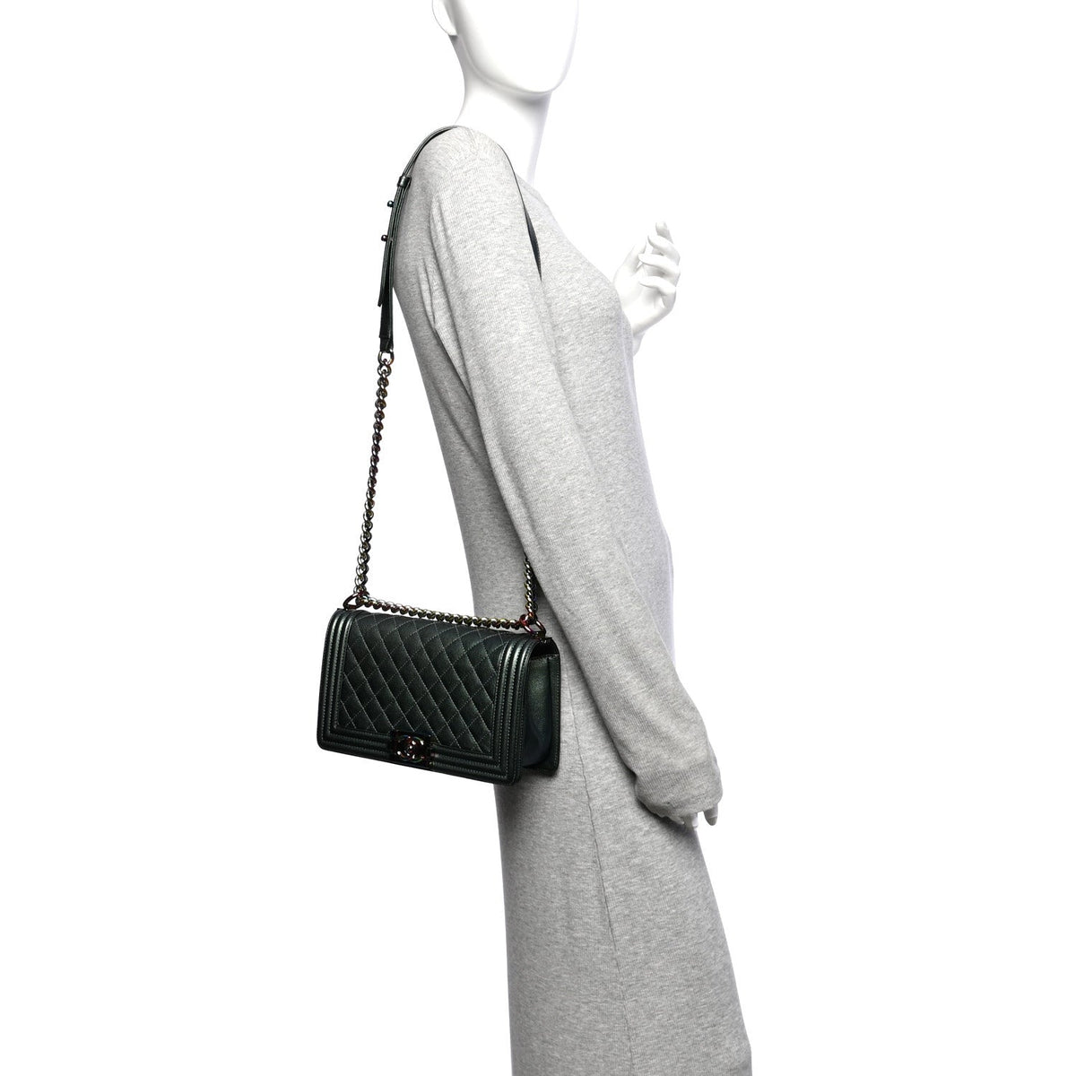 Medium Quilted Goatskin Flap Shoulder Bag - Green