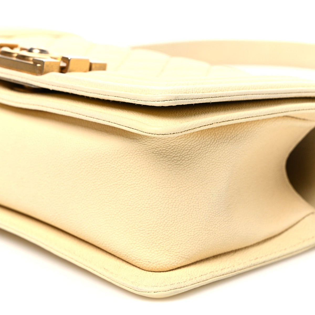 Small Quilted Caviar Flap Shoulder Bag - Yellow