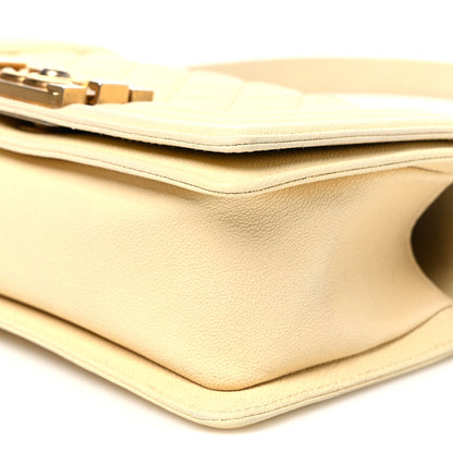 Small Quilted Caviar Flap Shoulder Bag - Yellow