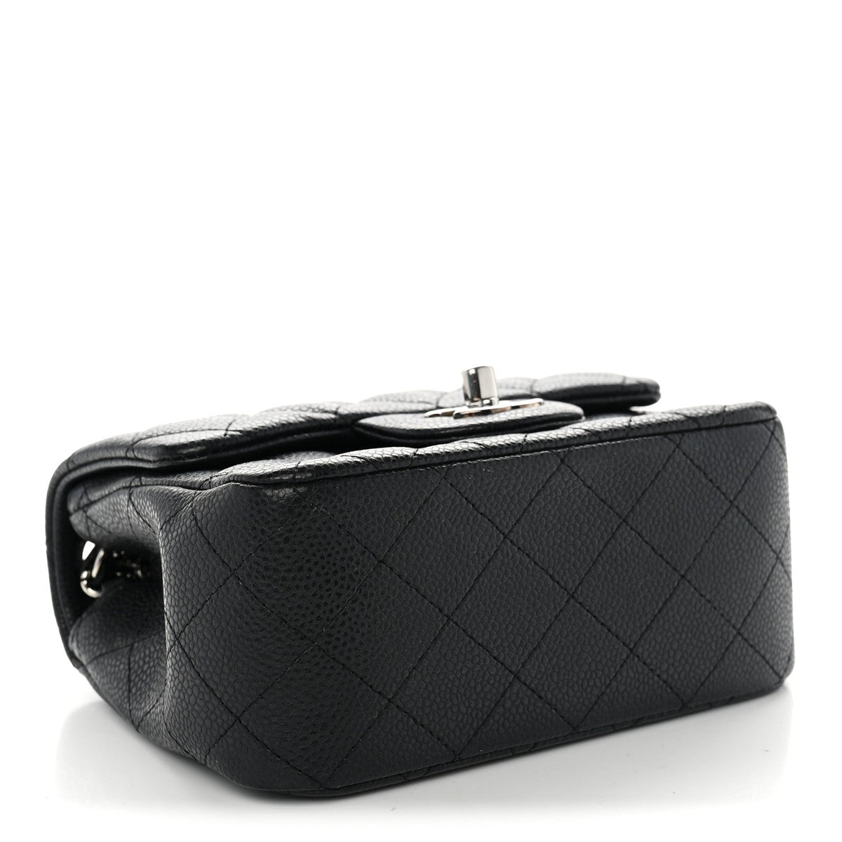 Mini Quilted Caviar Flap Shoulder Bag - Black