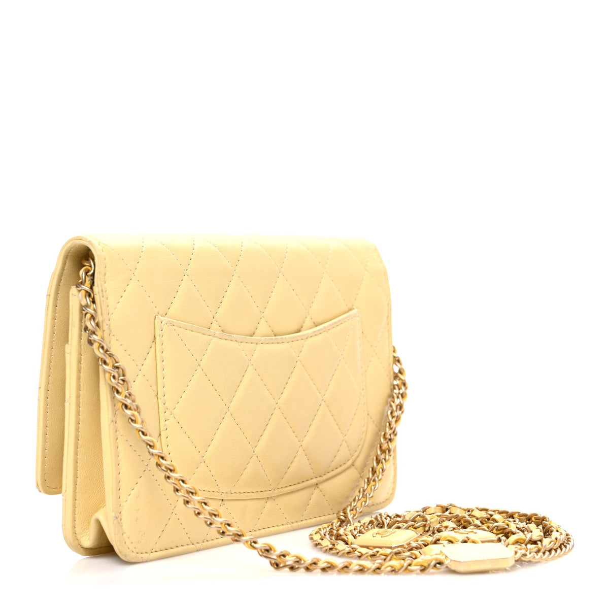 Quilted Lambskin Wallet Bag - Yellow