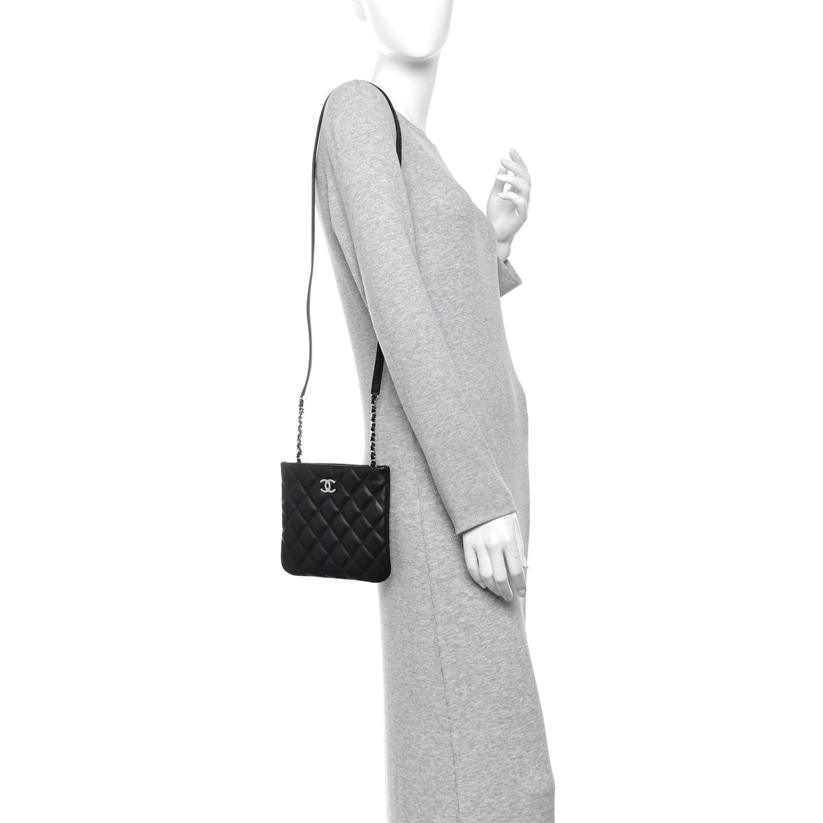 Quilted Lambskin Crossbody Bag - Black