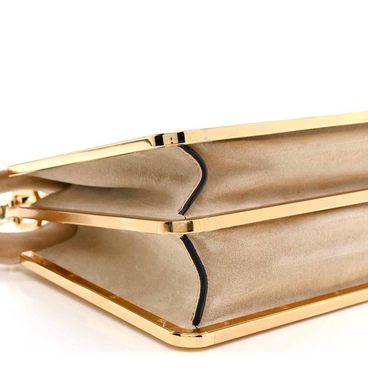 Small Suede Satchel Bag - Beige