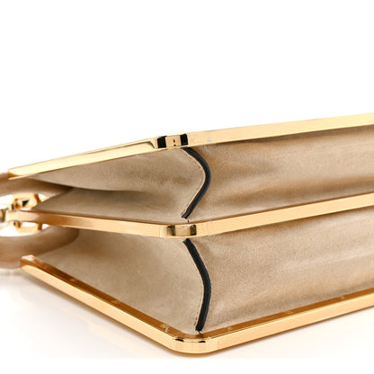 Small Suede Satchel Bag - Beige