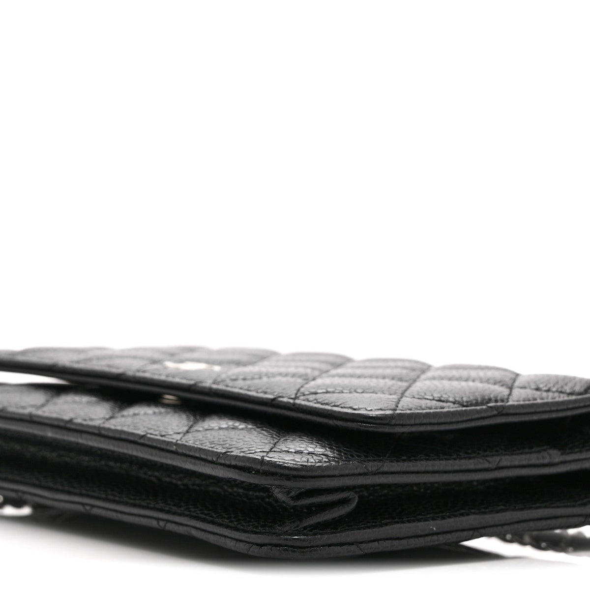 Quilted Caviar Wallet Bag - Black