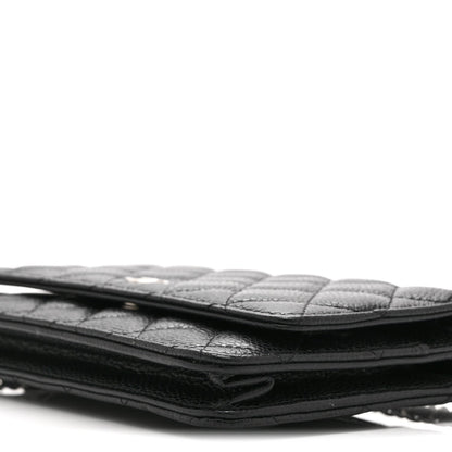 Quilted Caviar Wallet Bag - Black