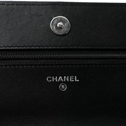Quilted Caviar Wallet Bag - Black