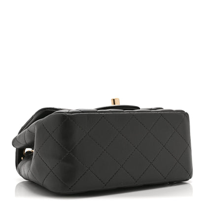 Mini Quilted Lambskin Flap Shoulder Bag - Grey