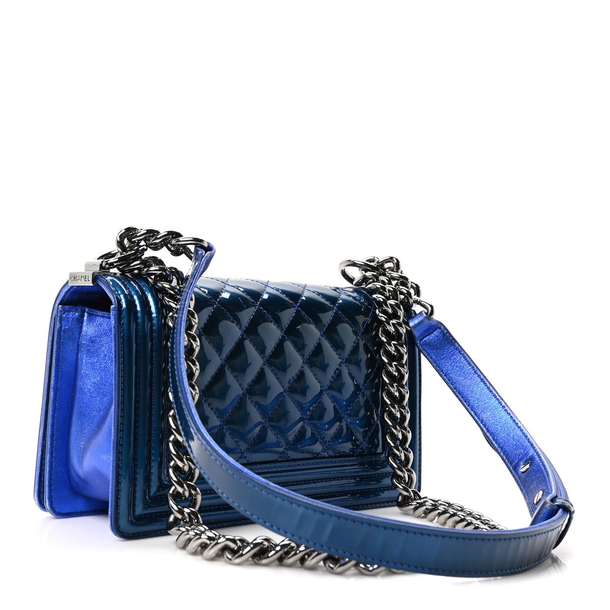 Small Quilted Calfskin Flap Shoulder Bag - Blue