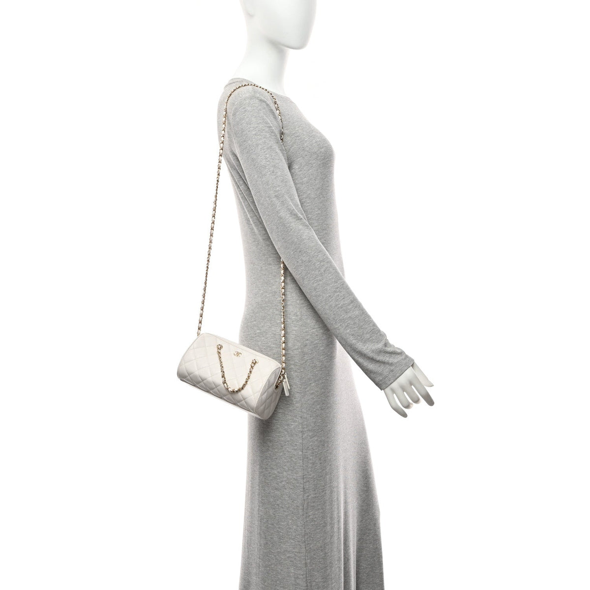Quilted Caviar Clutch Bag - White
