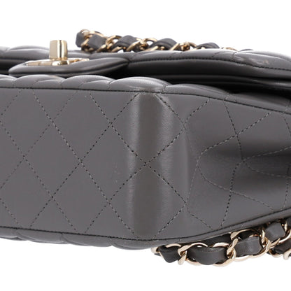 Small Quilted Lambskin Flap Shoulder Bag - Grey