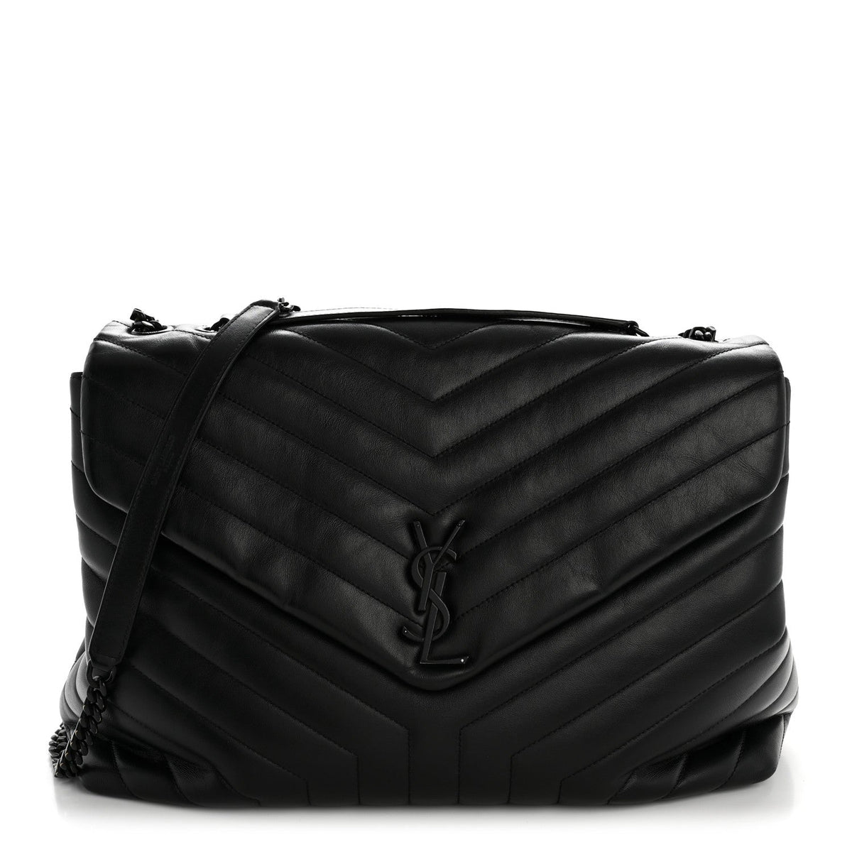 Large Quilted Calfskin Satchel Bag - Black