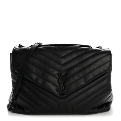 Large Quilted Calfskin Satchel Bag - Black