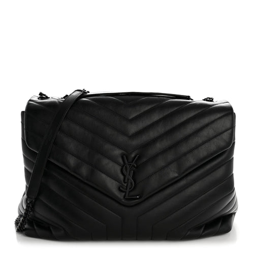 Large Quilted Calfskin Satchel Bag - Black