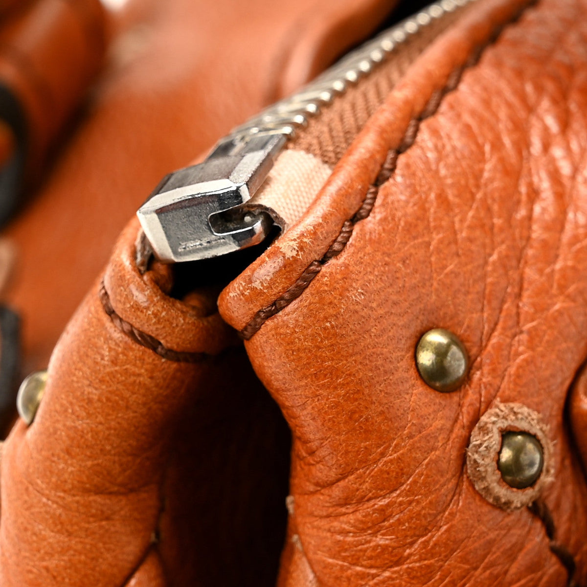 Medium Calfskin Satchel Bag - Brown