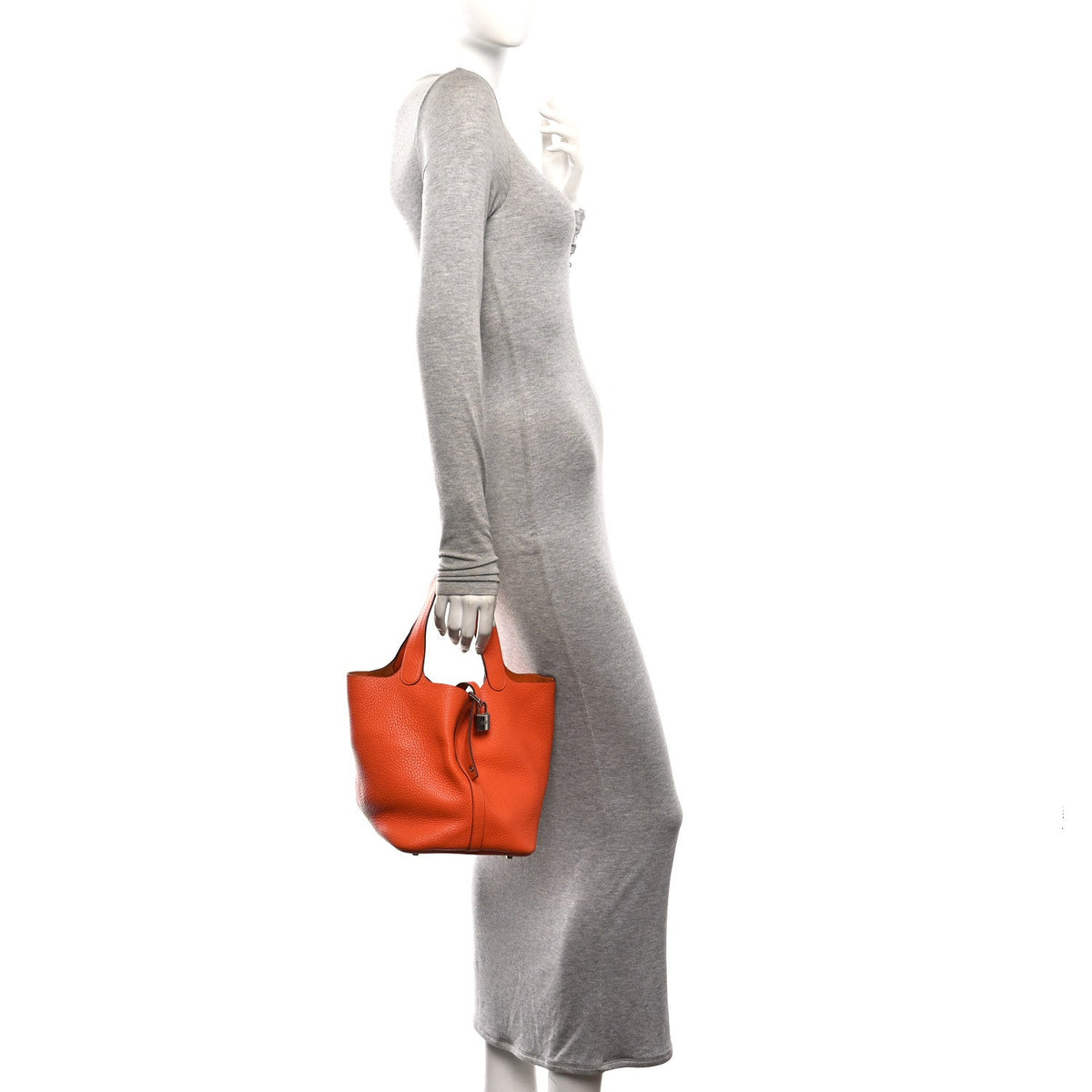 Taurillon Clemence Picotin Lock Mm Orang Handbag