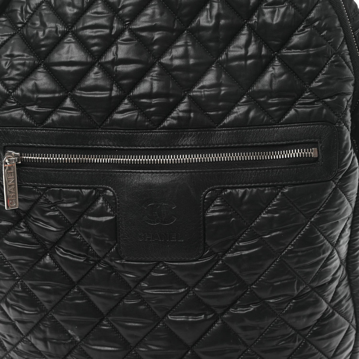 Quilted Nylon Backpack - Black