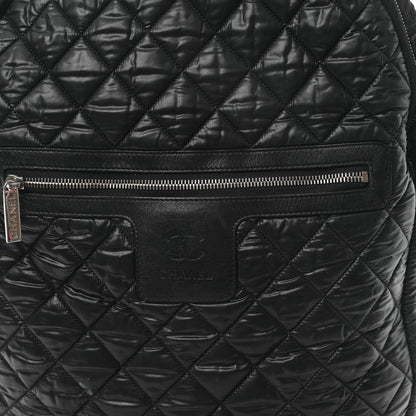 Quilted Nylon Backpack - Black