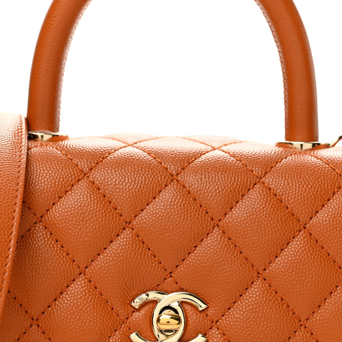 Mini Quilted Caviar Flap Shoulder Bag - Brown