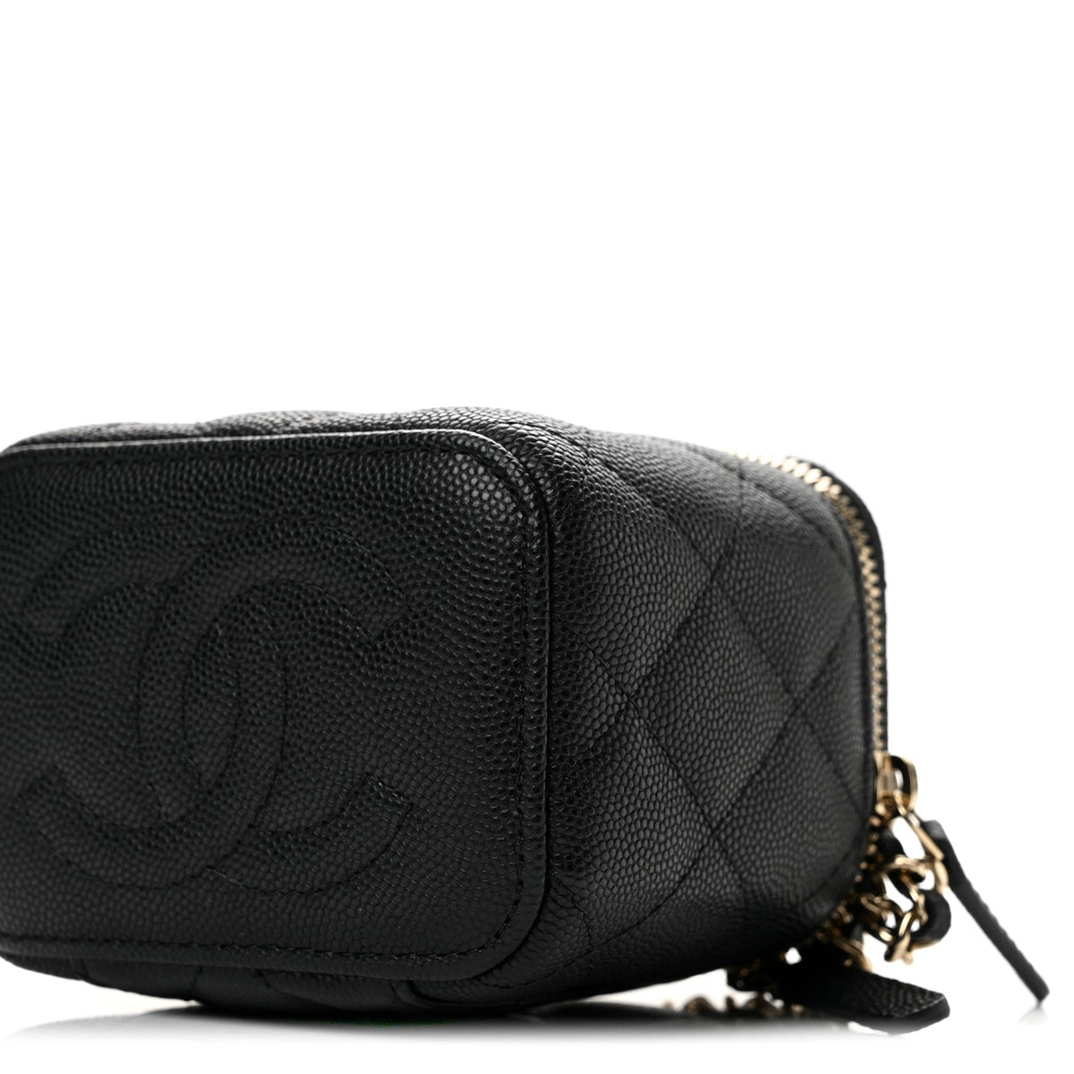 Mini Quilted Caviar Handbag - Black
