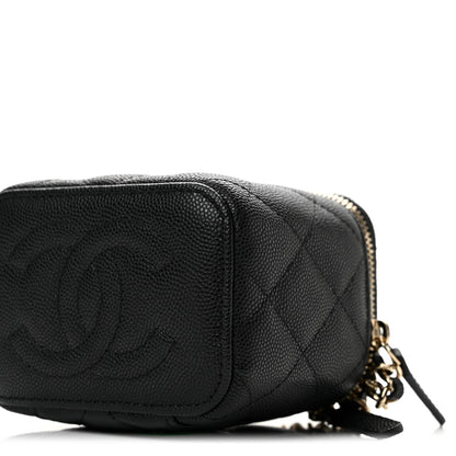 Mini Quilted Caviar Handbag - Black