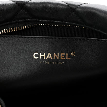 Large Quilted Lambskin Hobo Bag - Black