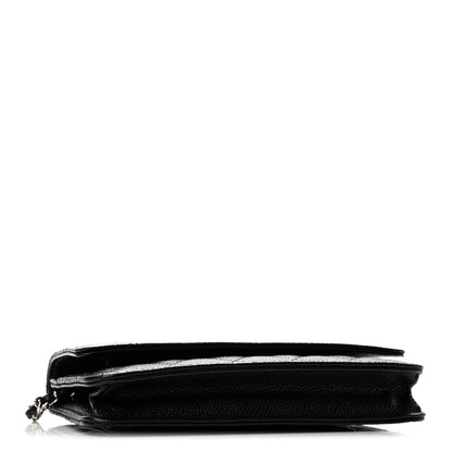 Quilted Caviar Wallet Bag - Black