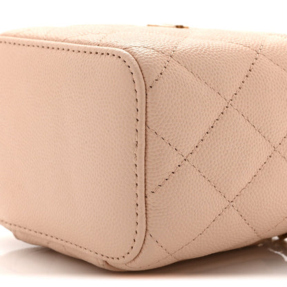 Mini Quilted Caviar Handbag - Beige