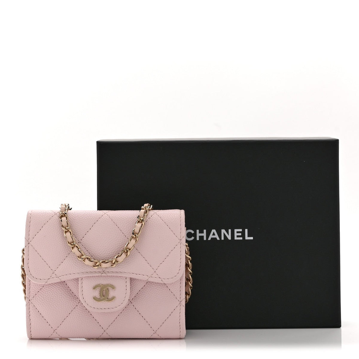 Quilted Caviar Flap Shoulder Bag - Pink