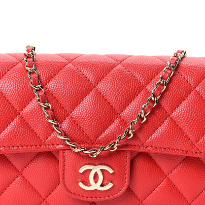 Quilted Caviar Handbag - Red