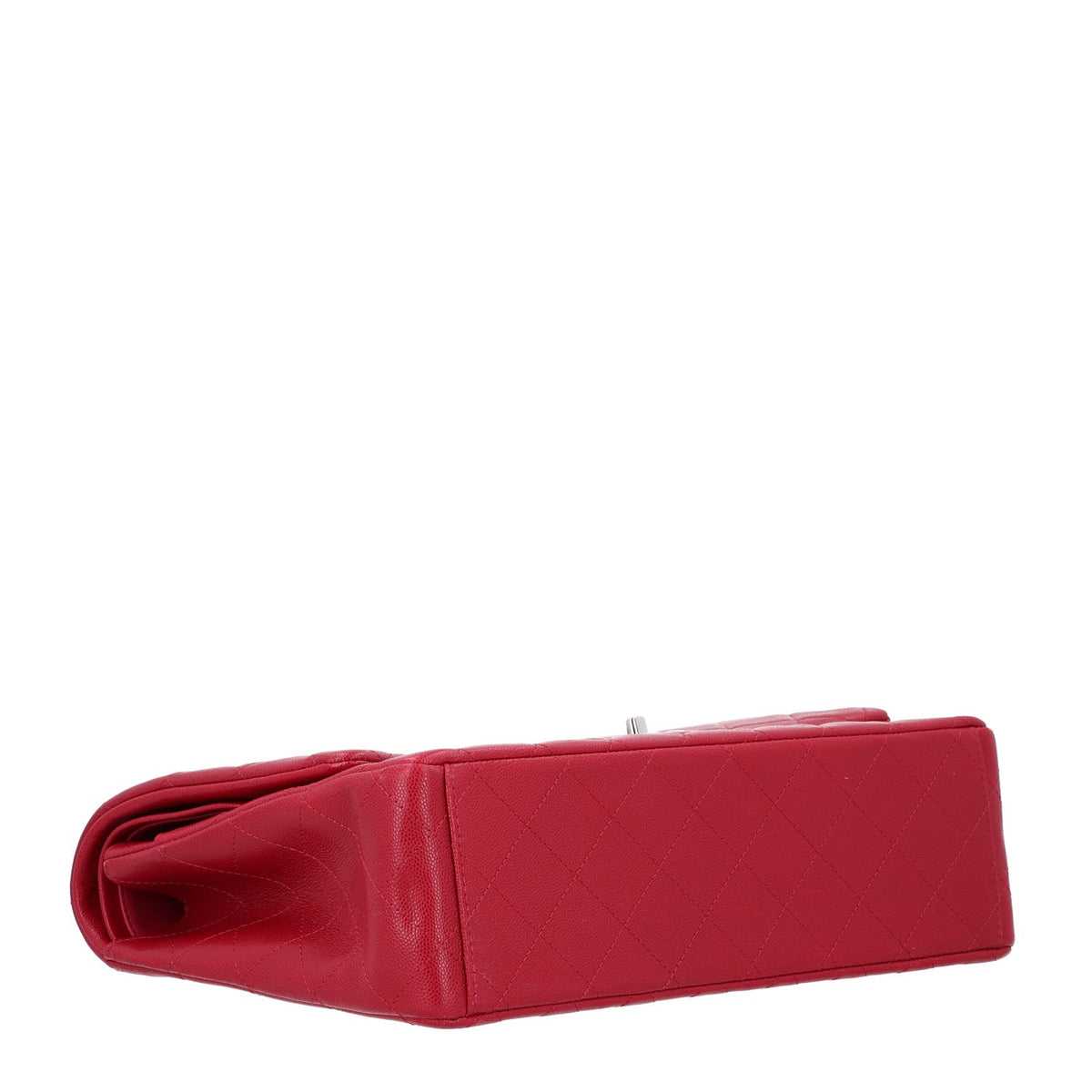 Maxi Quilted Caviar Flap Shoulder Bag - Red