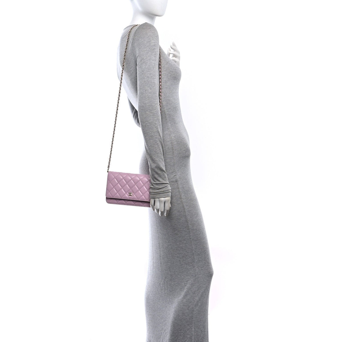 Quilted Caviar Wallet Bag - Pink