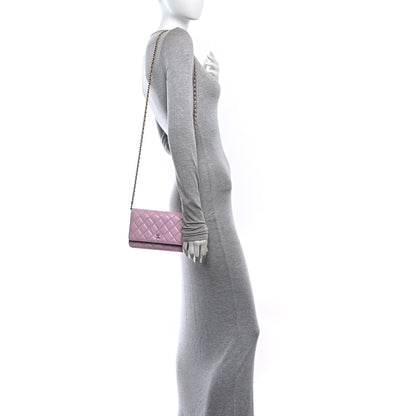 Quilted Caviar Wallet Bag - Pink