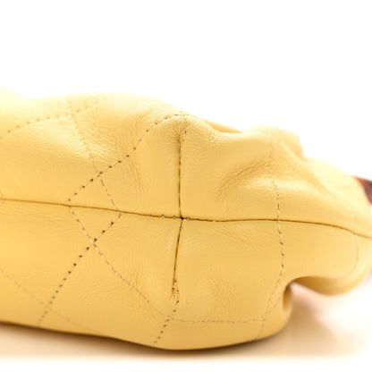 Mini Quilted Lambskin Pouch - Yellow