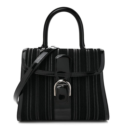 Calfskin Canvas Satchel Bag - Black