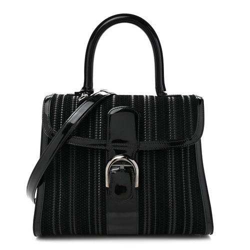 Calfskin Canvas Satchel Bag - Black