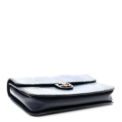 Large Quilted Lambskin Flap Shoulder Bag - Blue