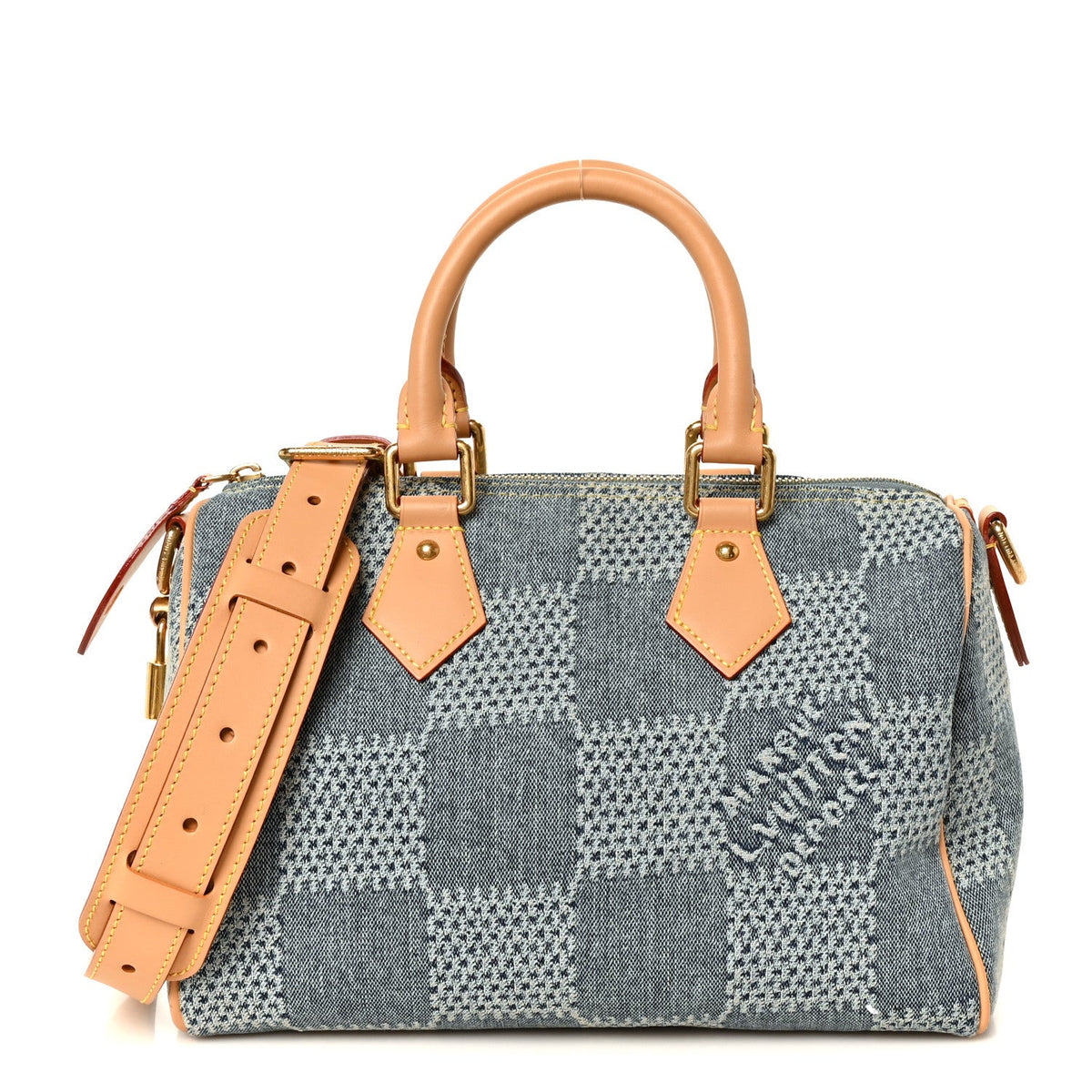 Damier Denim 3D Speedy Bandouliere 25 Bl Handbag