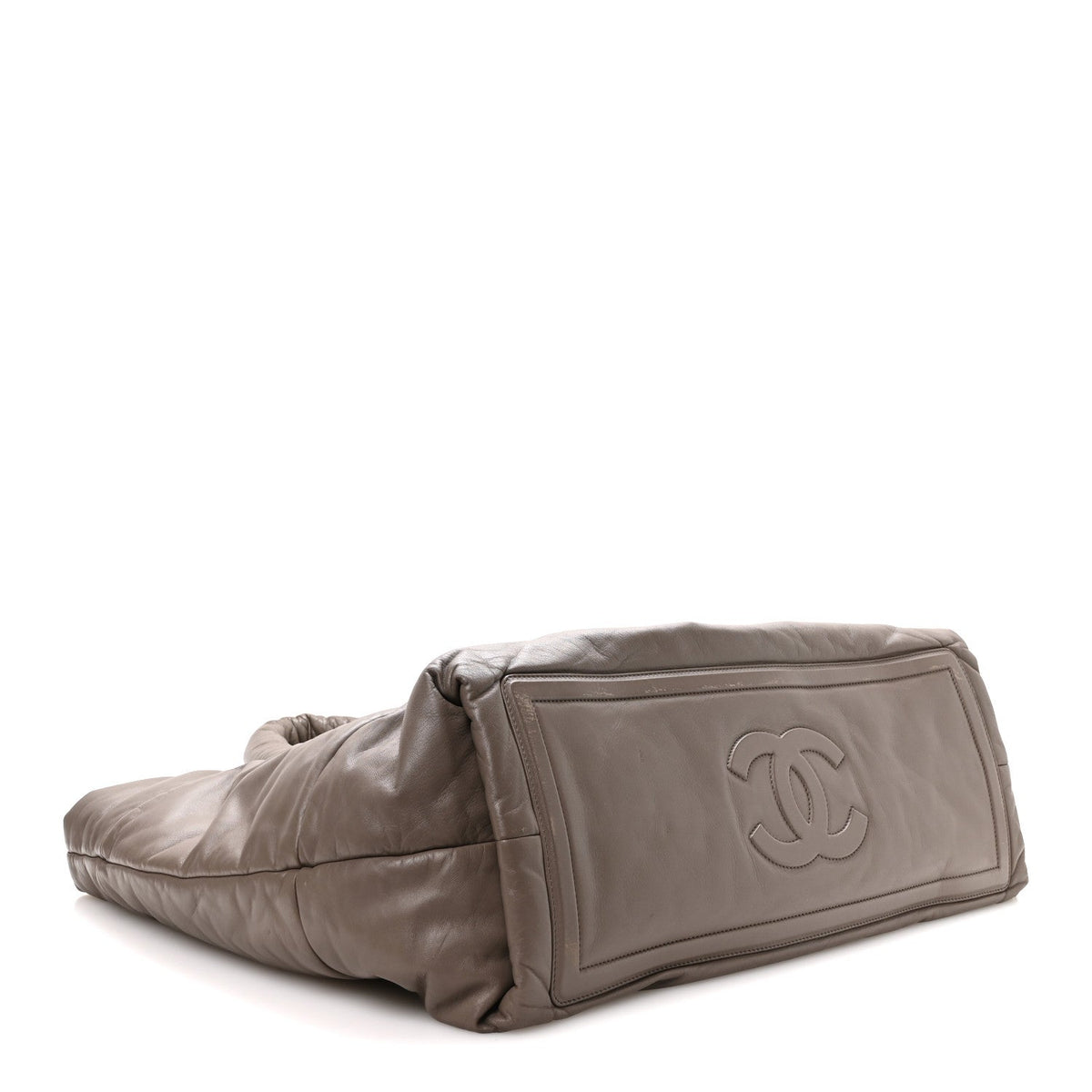 Large Quilted Lambskin Tote Bag - Grey