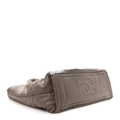 Large Quilted Lambskin Tote Bag - Grey