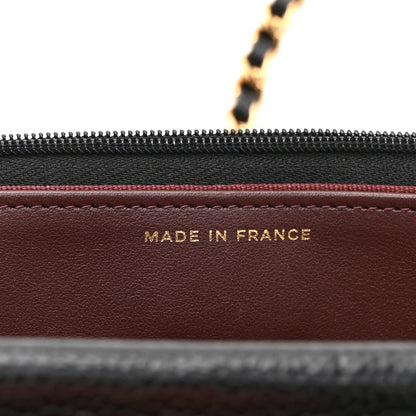 Quilted Caviar Wallet Bag - Black