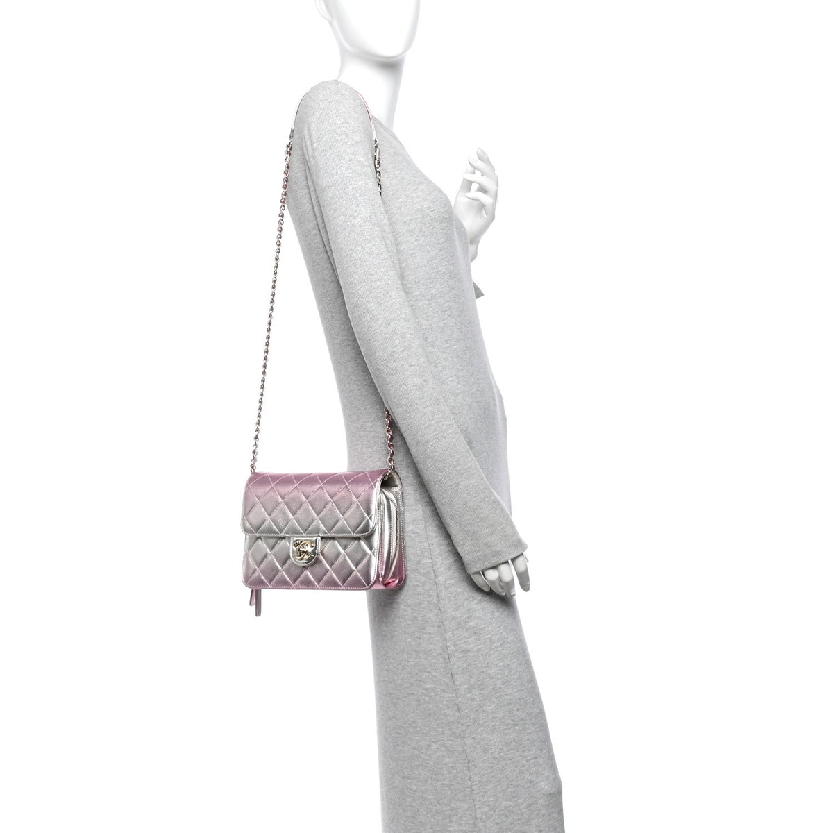 Large Quilted Lambskin Flap Shoulder Bag - Gold