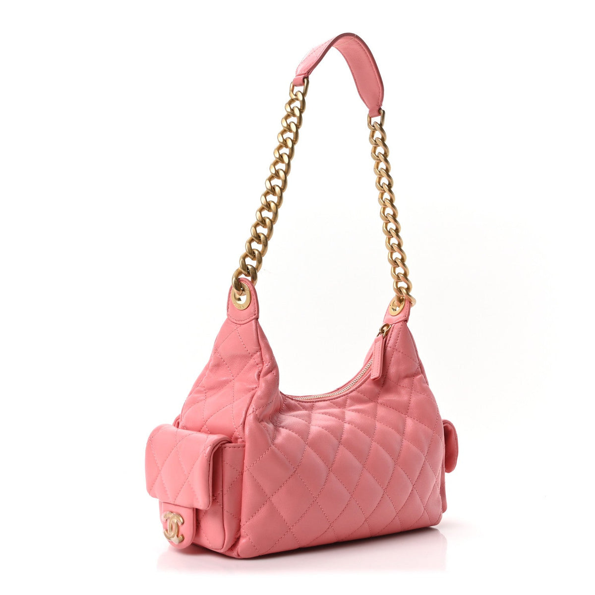 Quilted Lambskin Hobo Bag - Pink