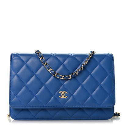 Quilted Lambskin Wallet Bag - Blue