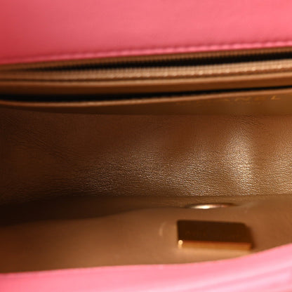 Mini Quilted Lambskin Flap Shoulder Bag - Tan