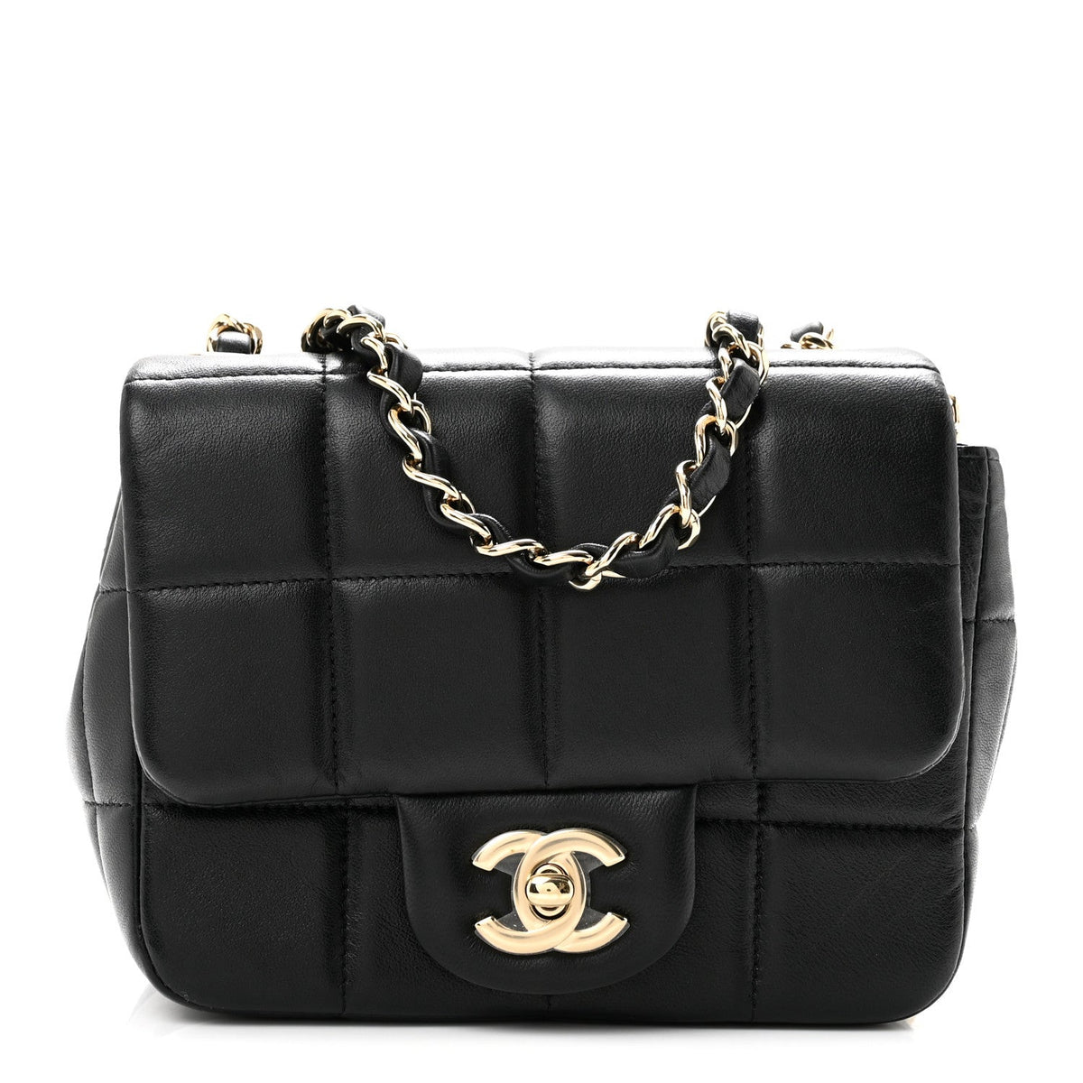 Mini Quilted Lambskin Flap Shoulder Bag - Black