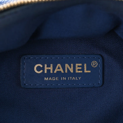 Large Quilted Caviar Backpack - Blue