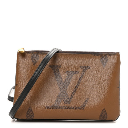 Reverse Monogram Giant Double Zip Pochet Handbag